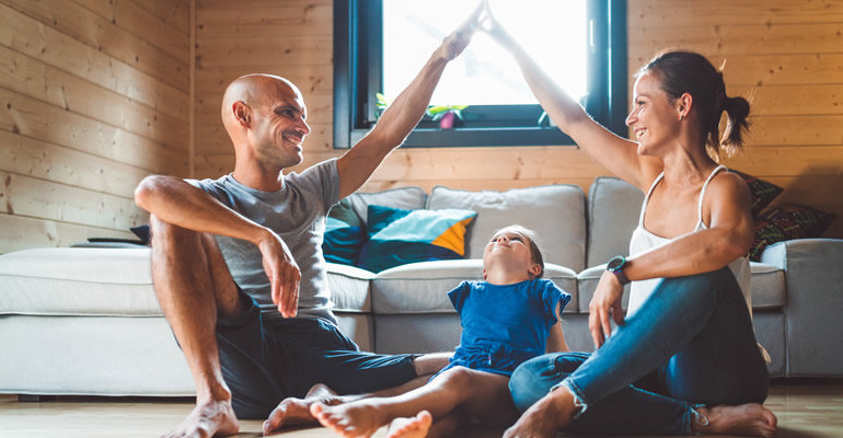 family enjoying new house