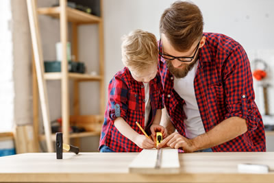 dad and son renovating