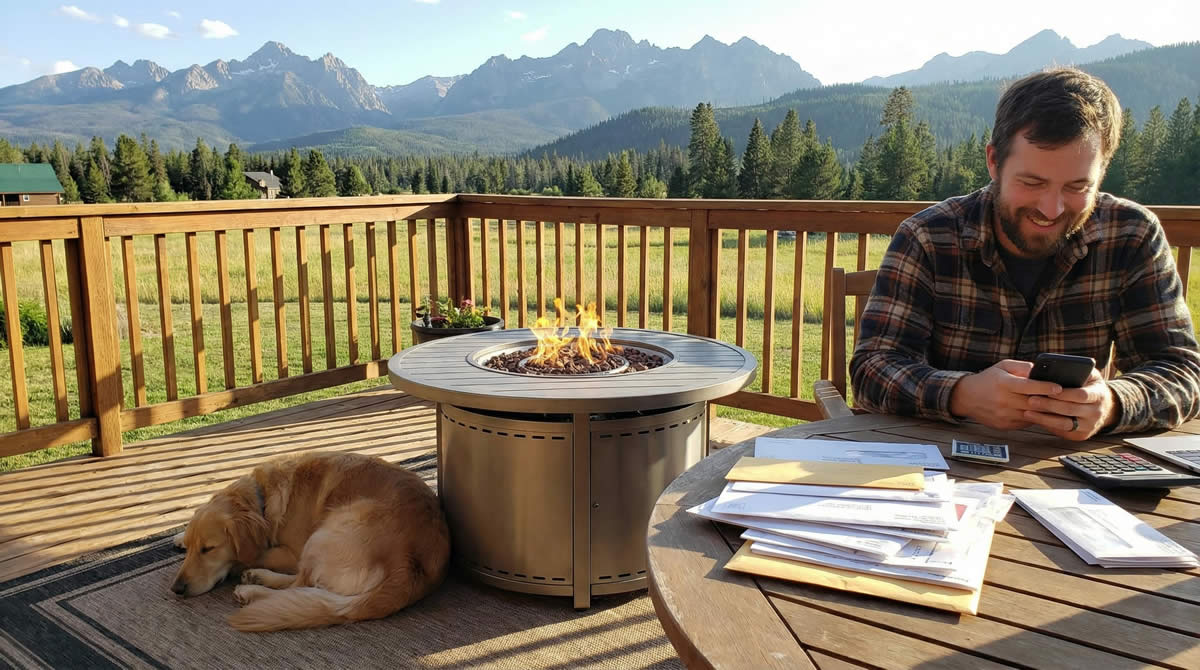 Person reviewing bills and payments on laptop